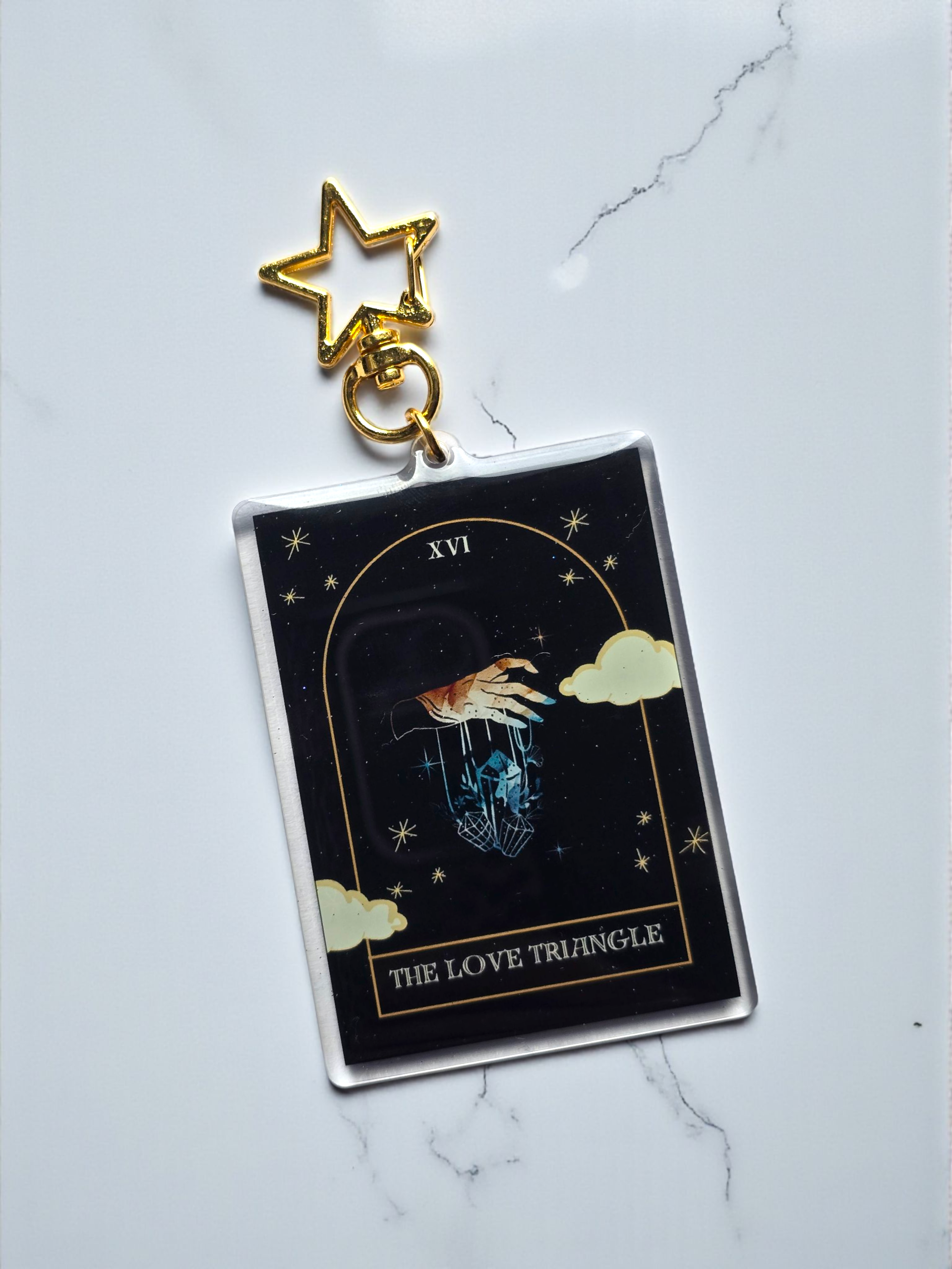 Love Triangle Trope Card Keychain
