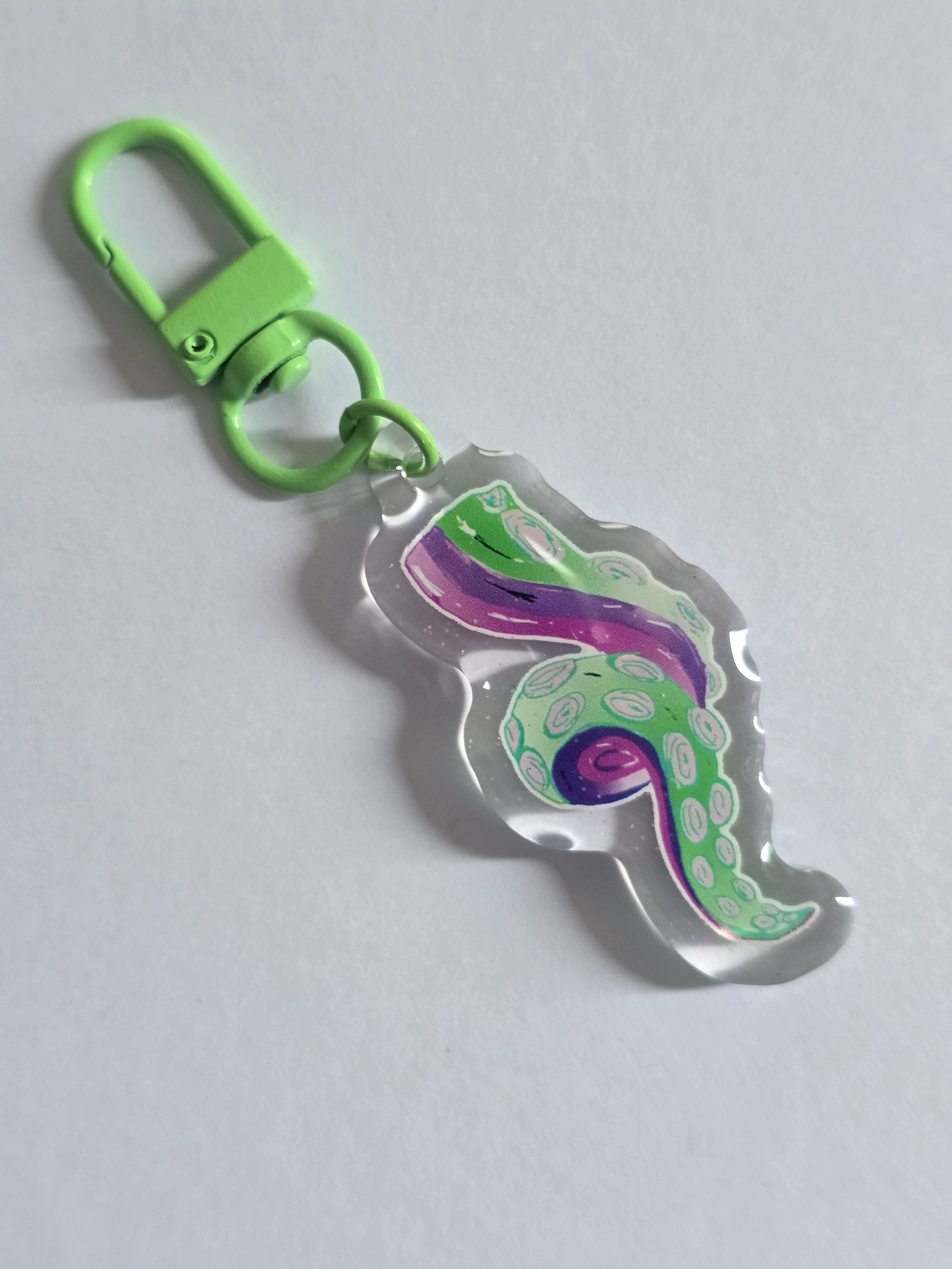 Single Fine Glitter Tentacle Stackable E-reader Charm and Keychain