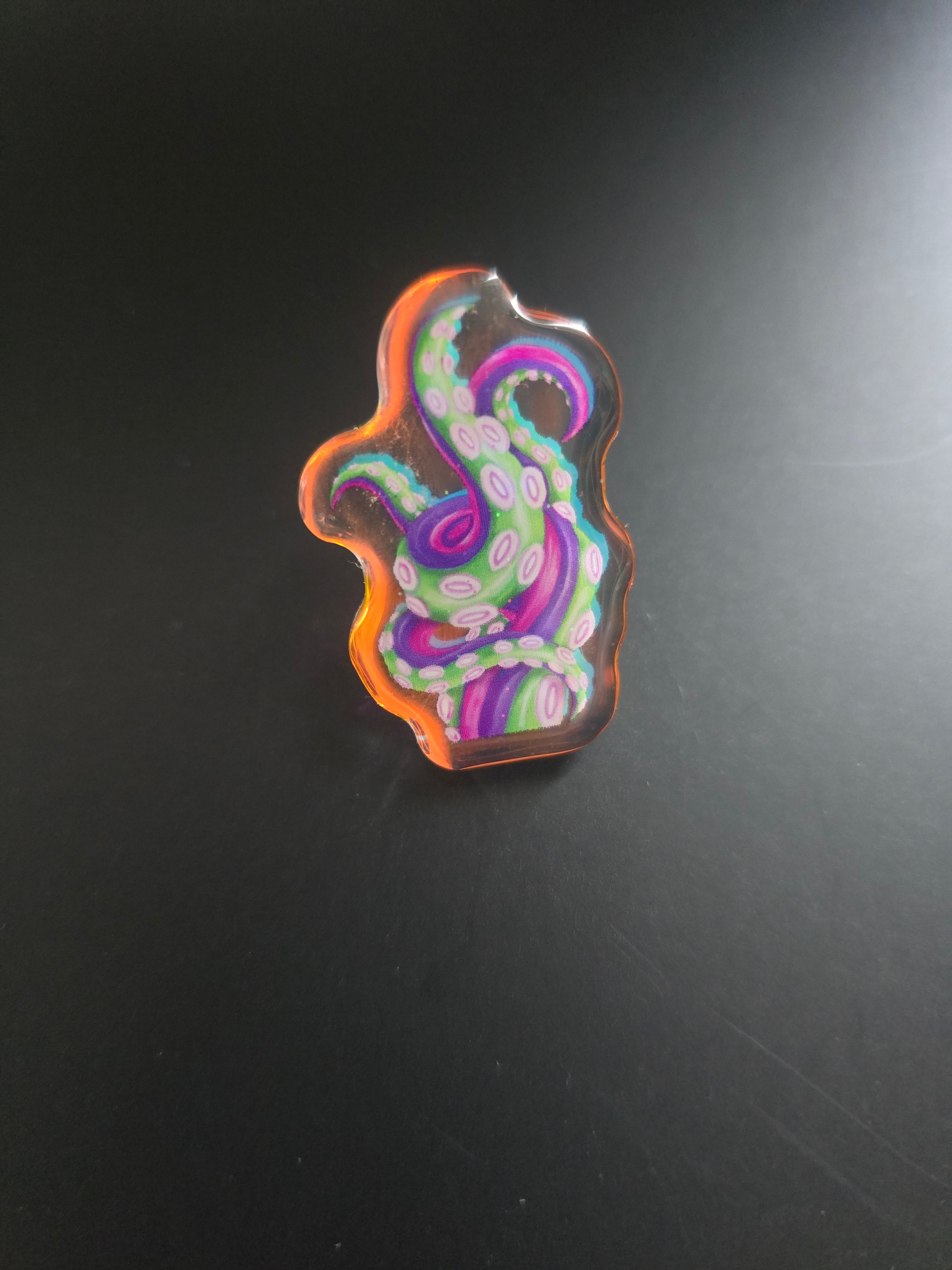 Tentacle Rainbow Holo Pin