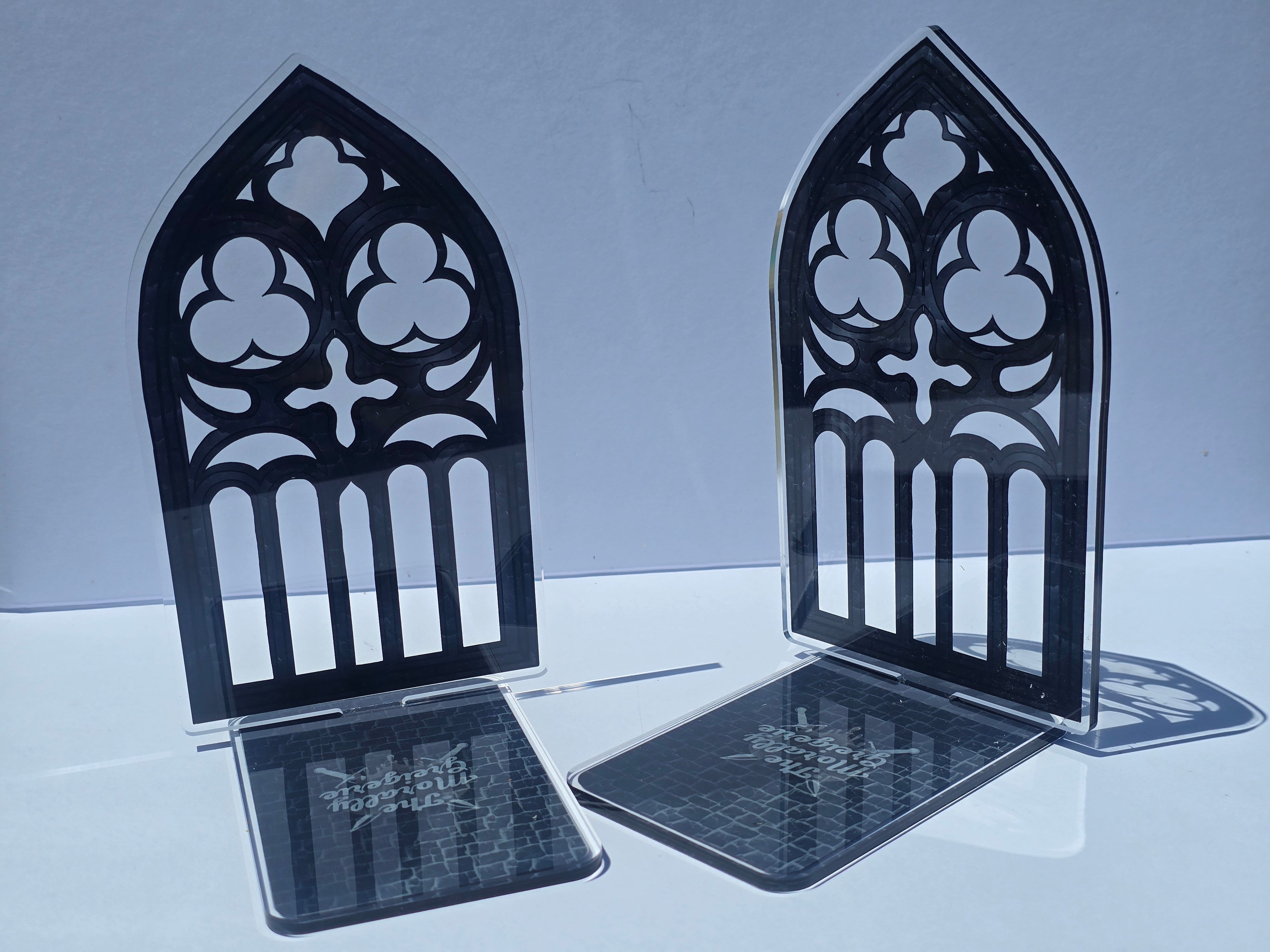 Gothic Noir Cathedral Window Acrylic Bookend Set