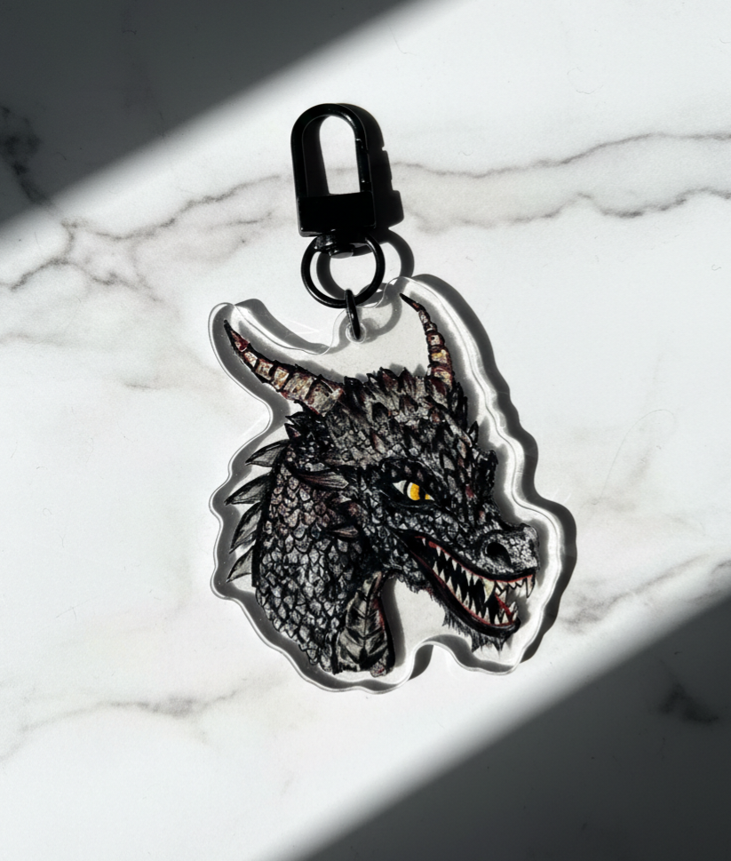 It's Dragon Time Hand Illustrated Dragon Keychain