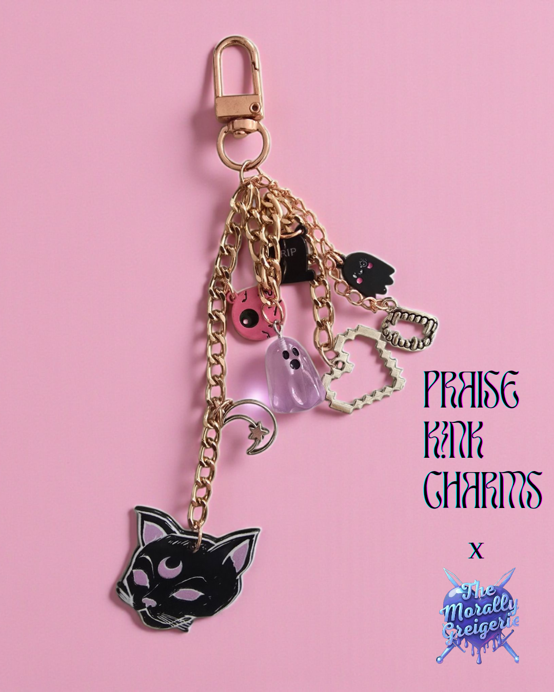 Praise K!nk Charms x The Morally Greigerie The Cat Is On To Us Keychain
