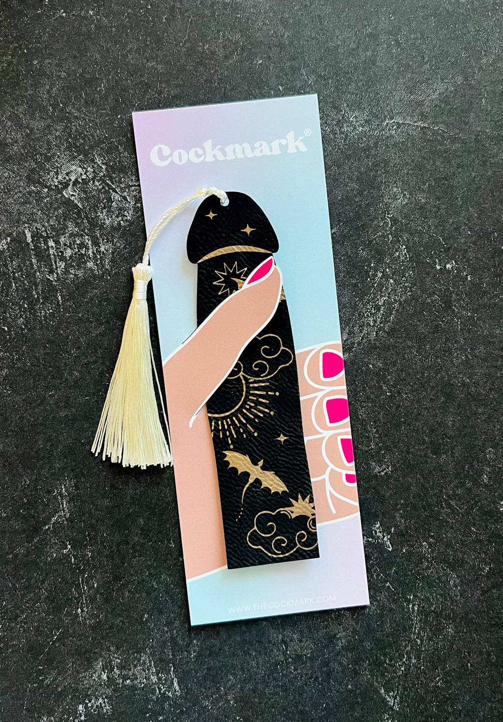 Onyx Cockmark Leatherette Bookmark