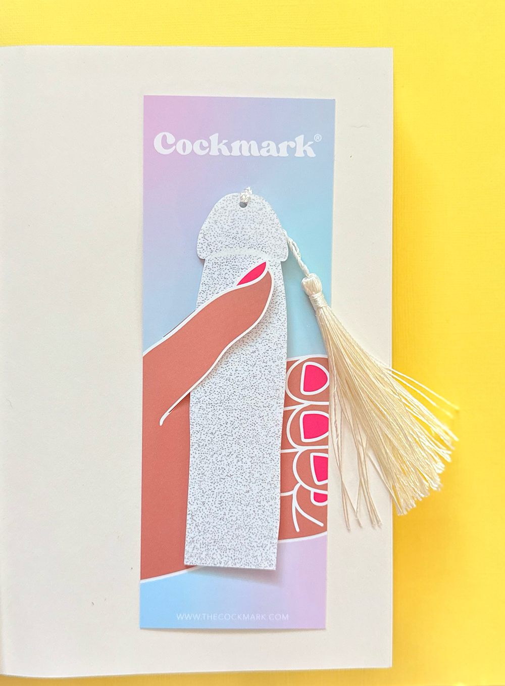 Vampire Shimmer Cockmark White Glitter Acrylic Bookmark