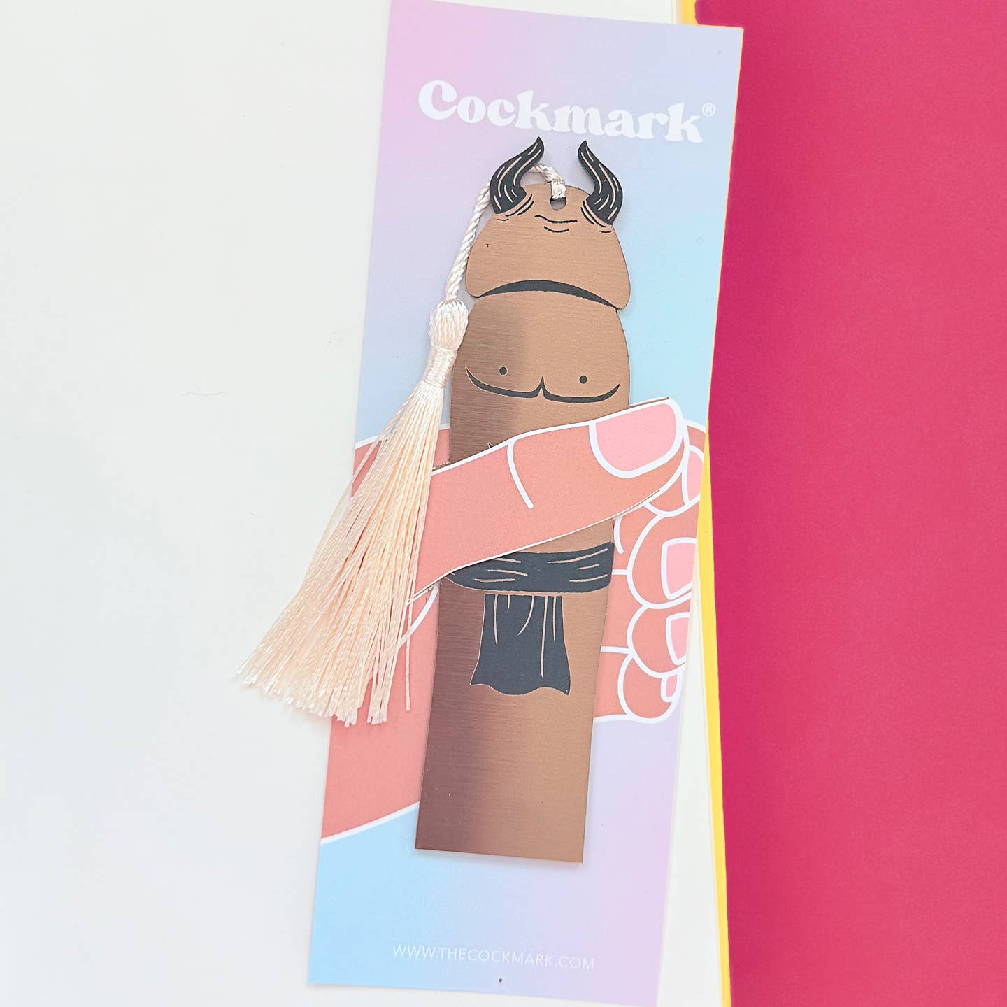 Minotaur Cockmark Brushed Bronze and Acrylic Bookmark